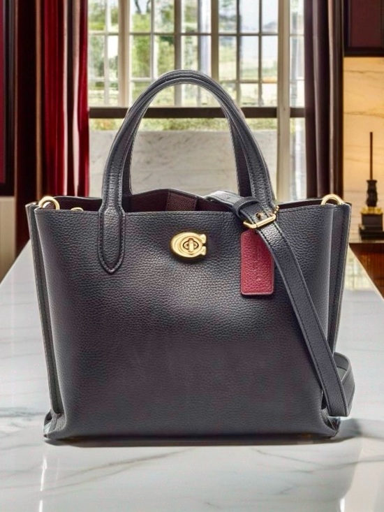 Coach Handbags - COACH Willow 24 Tote Bag – Black Polished Pebble Leather
